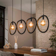 Hängelampen - Hängelampe Nova 4 - helles Schwarz Metall 140cm - Dimehouse