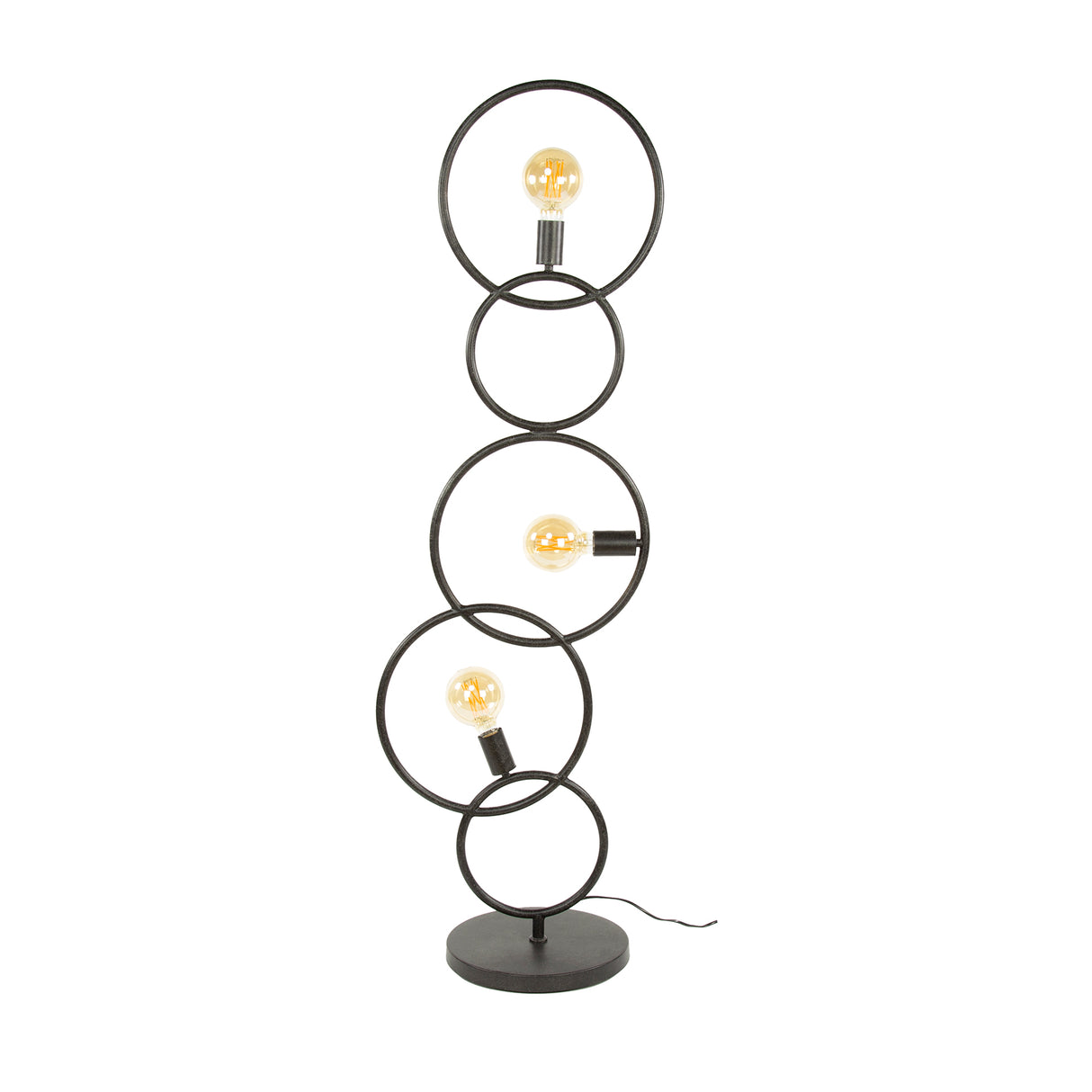 Zwarte vloerlamp 3-lichts industrieel 140 cm