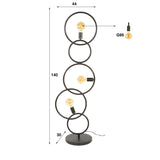 Zwarte vloerlamp 3-lichts industrieel 140 cm