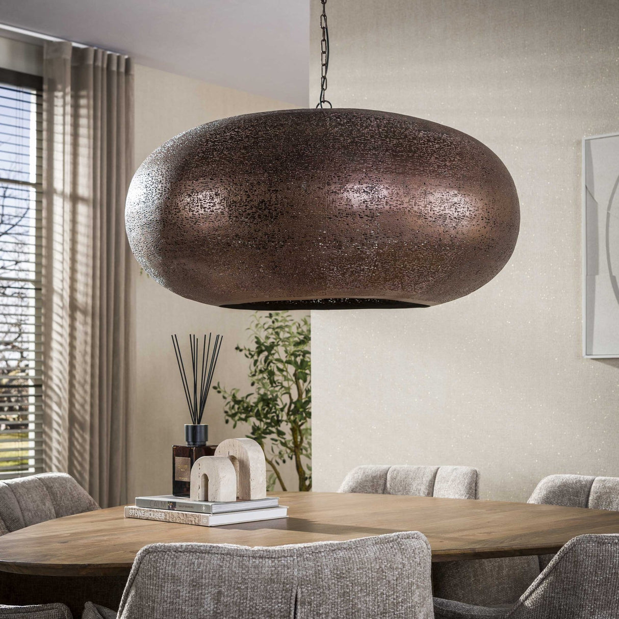 Hanglamp - Hanglamp 1 - lichts antiek koper Chase Ø90 cm - Dimehouse