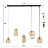 Hängelampe Axis 5-flammig Rauchglas braun horizontal 