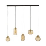 Hängelampe Axis 5-flammig Rauchglas braun horizontal 