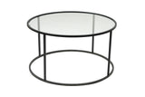 Couchtisch Glas Rund 80 cm Barlin - Schwarzes Gestell 