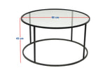 Couchtisch Glas Rund 80 cm Barlin - Schwarzes Gestell 