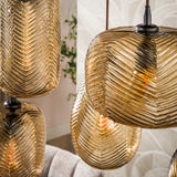 Hanglamp 7-lichts bruin reliëf glas Chen