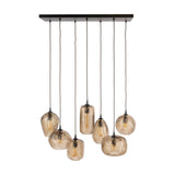 Hanglamp 7-lichts bruin reliëf glas Chen
