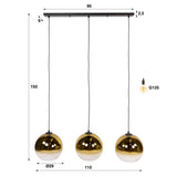Hanglamp - Glazen hanglamp Juliette 3 - lichts goud glas - Dimehouse