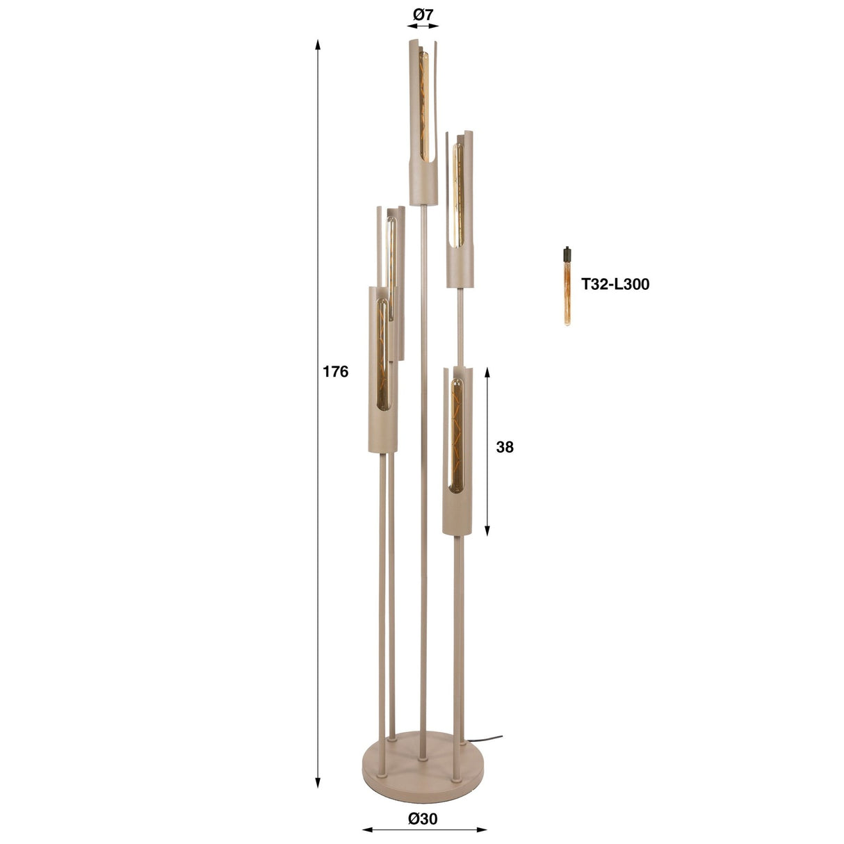 Stehleuchte Judy 5-flammig gestuft beige