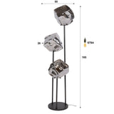 Stehlampe 3-flammige Rocks-Stufenleuchte aus verchromtem Glas