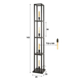 Industriële vloerlamp Ardon 4-lichts - Zwart metaal