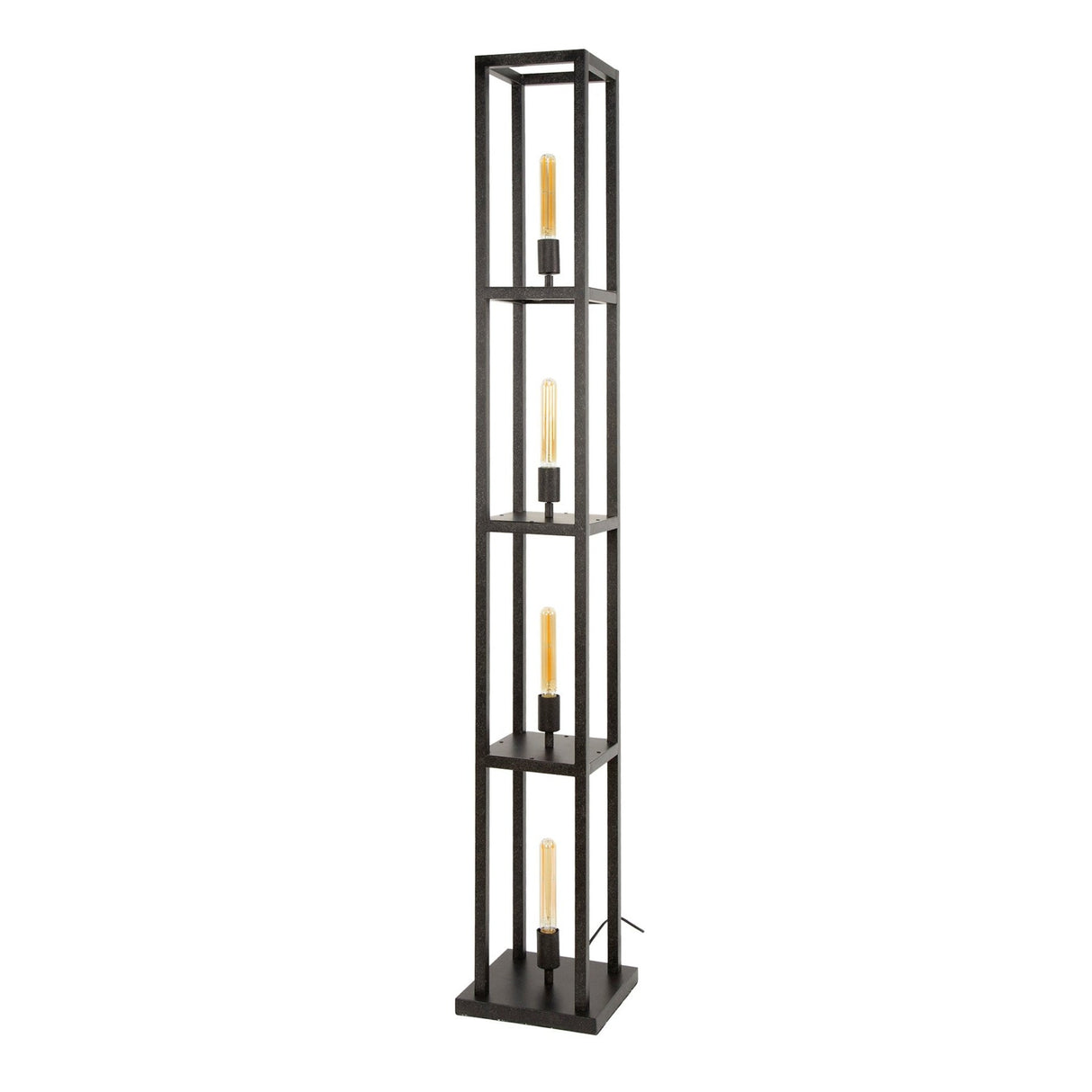 Industriële vloerlamp Ardon 4-lichts - Zwart metaal