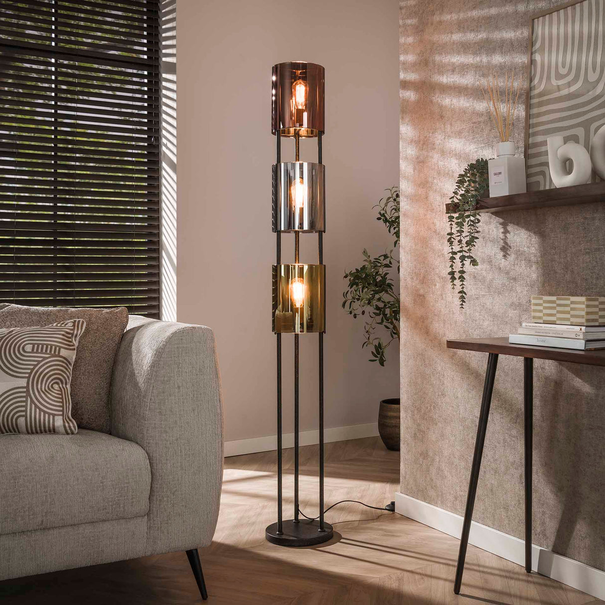 Vloerlamp Nox 3-lichts Zwart Metaal 175 cm
