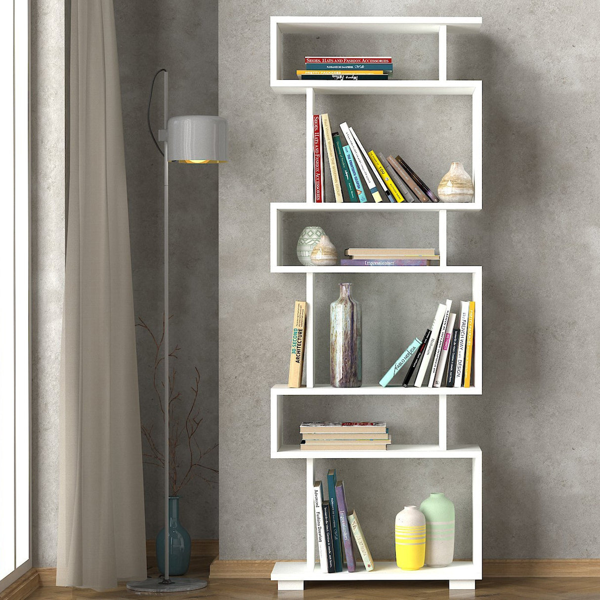 Bücherregal Block White Melamin 60x165x19,5 cm