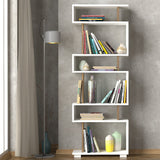 Bücherregal Block White Walnut Melamin 60x165x19,5 cm