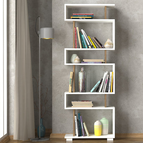 Bücherregal Block White Walnut Melamin 60x165x19,5 cm