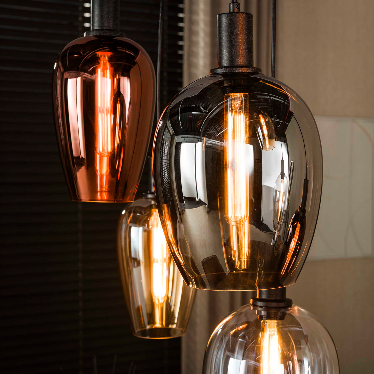 Hanglamp 7-lichts gekleurd glas Ayaz