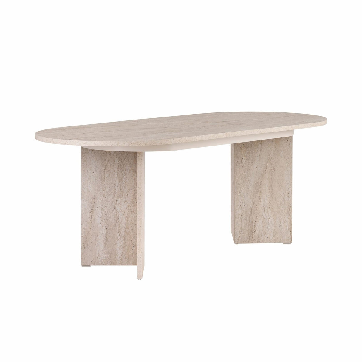 Sorell uitschuifbare eettafel travertin 160 cm Gemelamineerd houtcomposiet