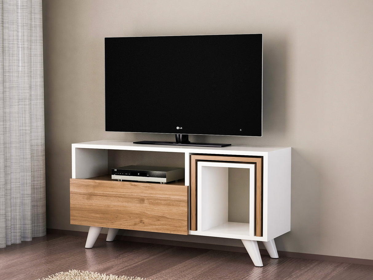 TV -Möbel Set Novella White Walnut Melamine 90x51x29.5 cm