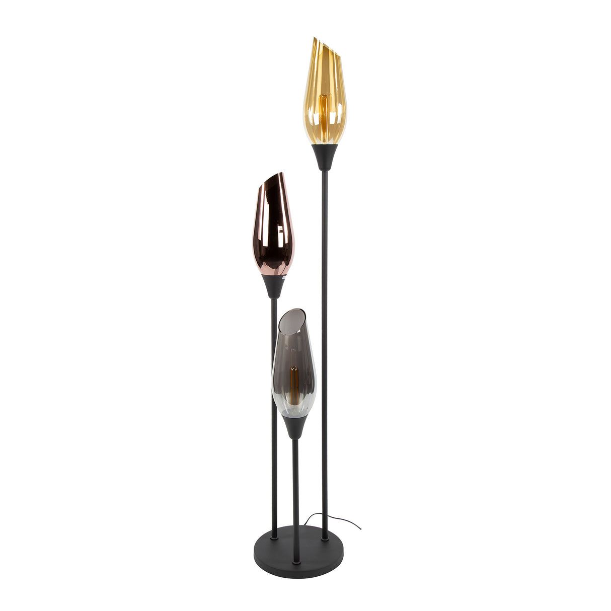 Vloerlamp Nova 3-lichts zwart met glasbollen