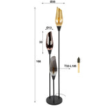 Vloerlamp Nova 3-lichts zwart met glasbollen