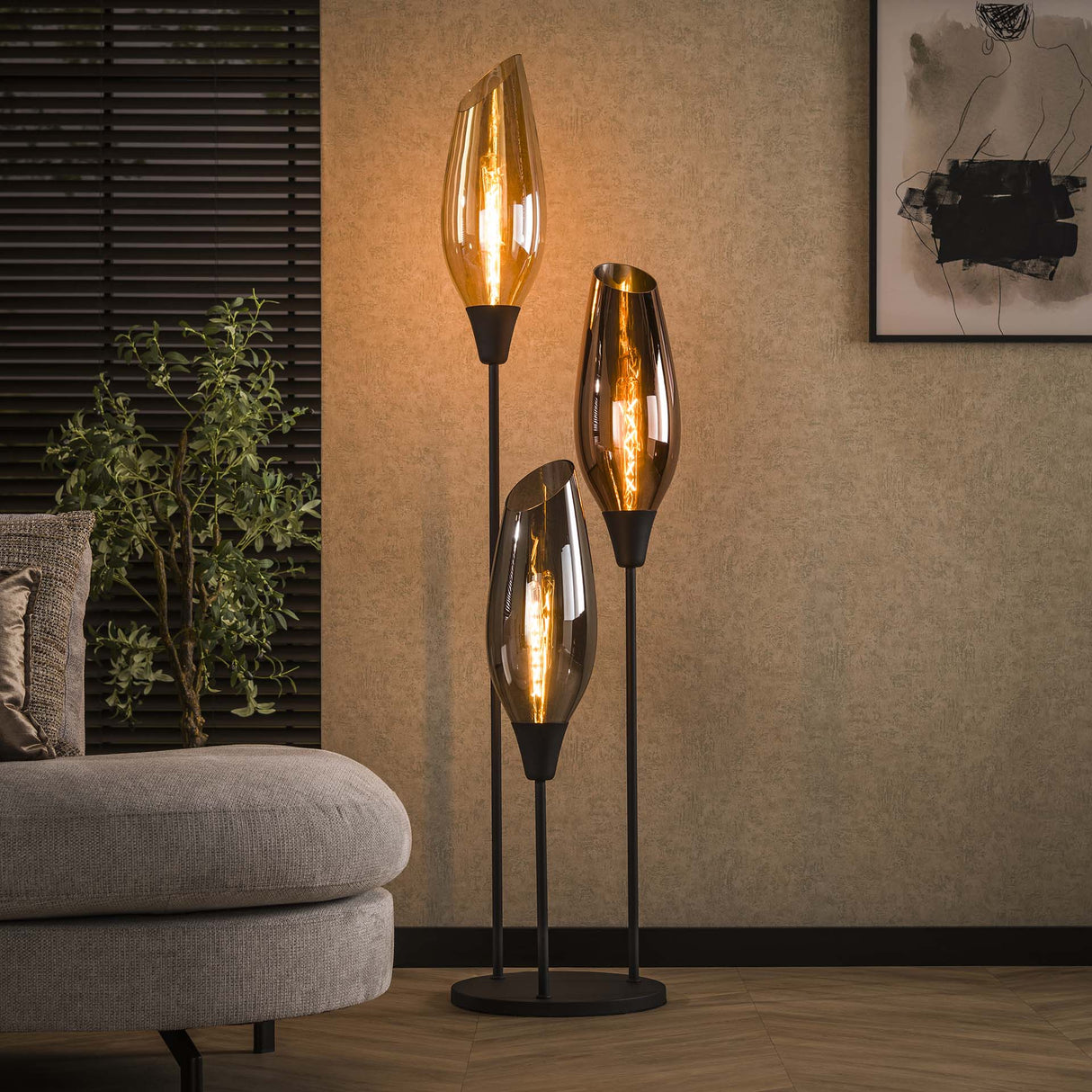 Stehlampe Coco 3-flammig buntes Glas 