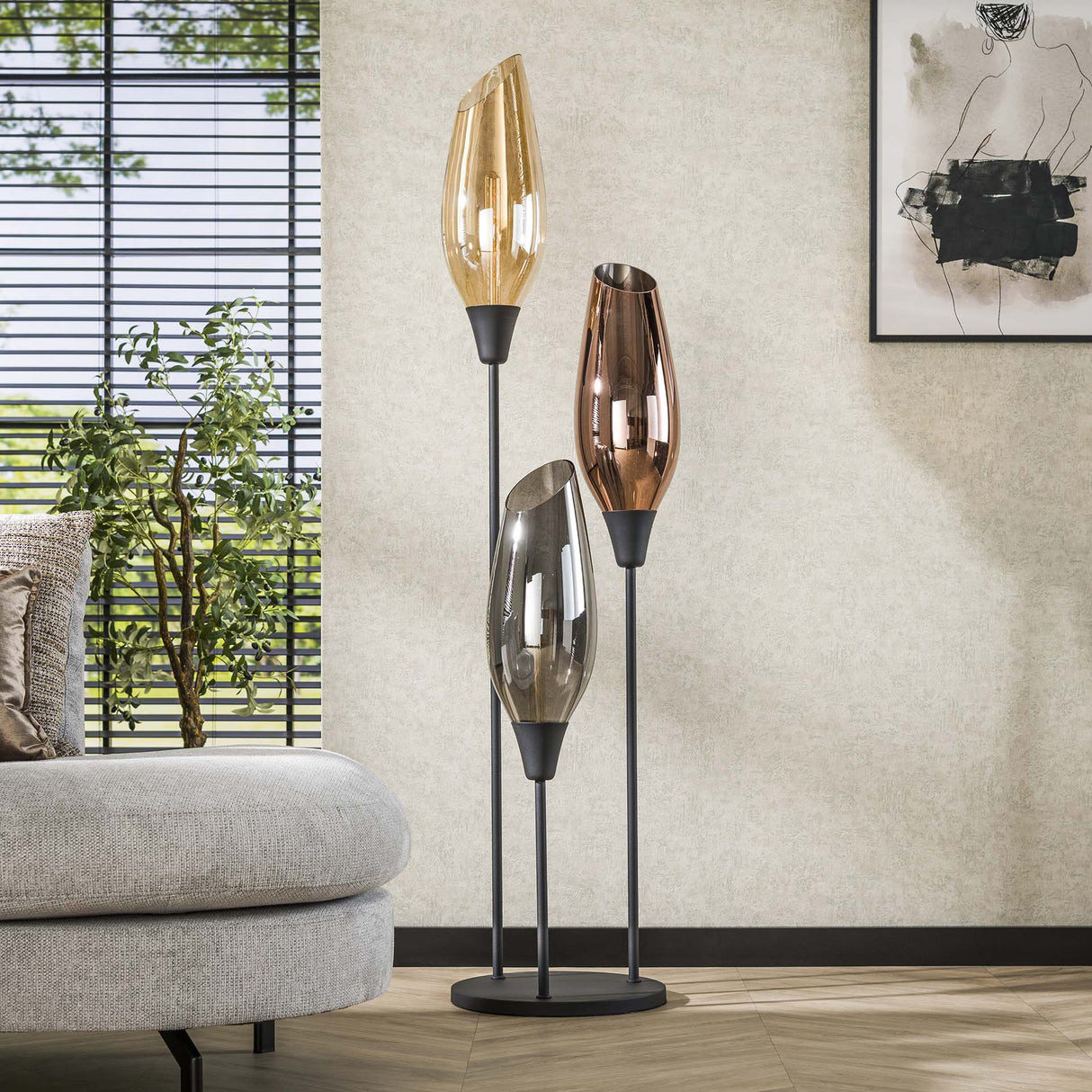 Stehlampe Coco 3-flammig buntes Glas 