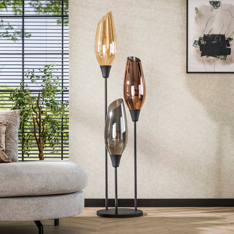 Stehlampe Coco 3-flammig buntes Glas 