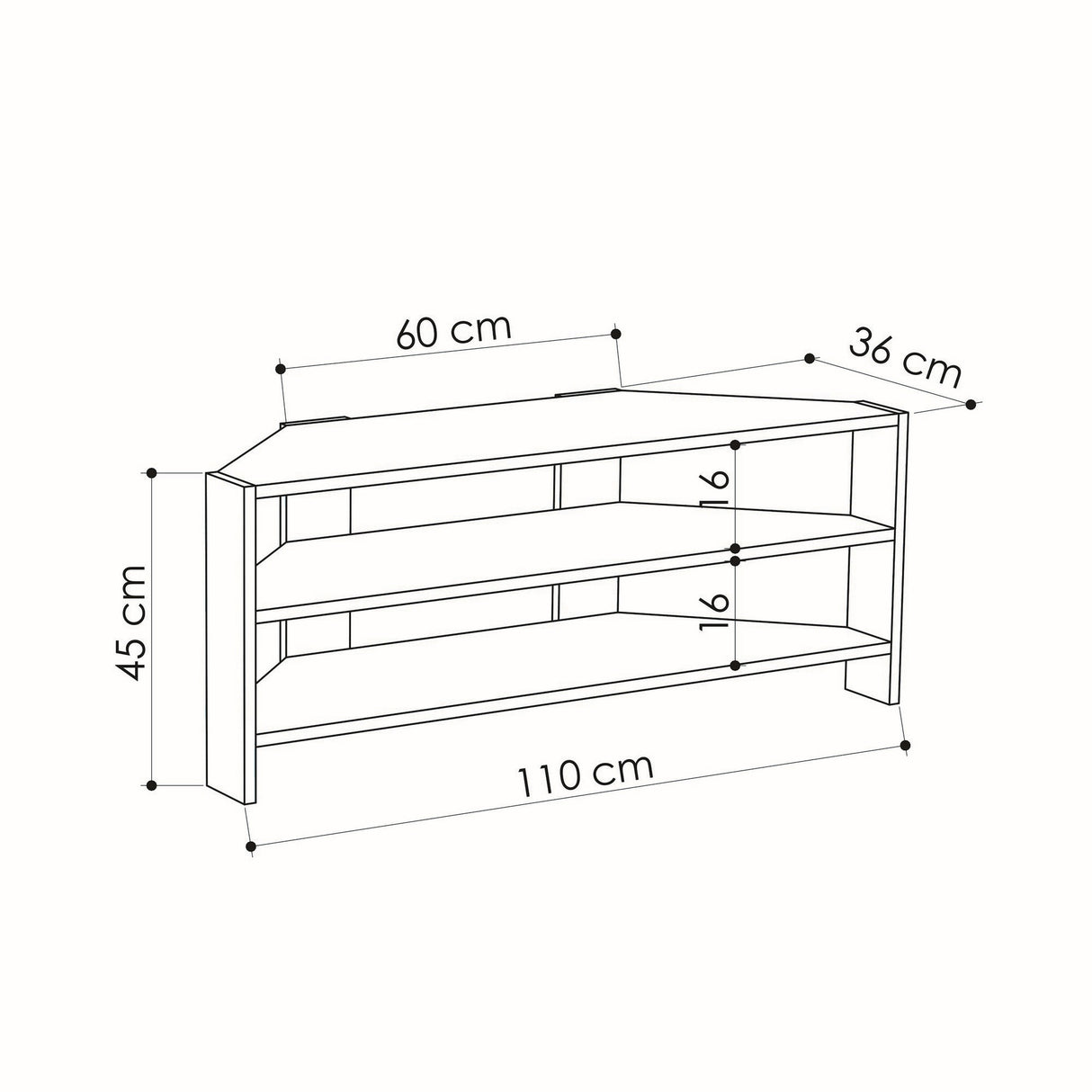 TV -Möbel Thales White Melamin 110x45x36 cm