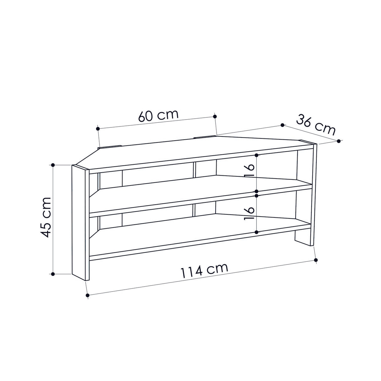 TV -Möbel Thales Oak Melamin 114x45x36 cm