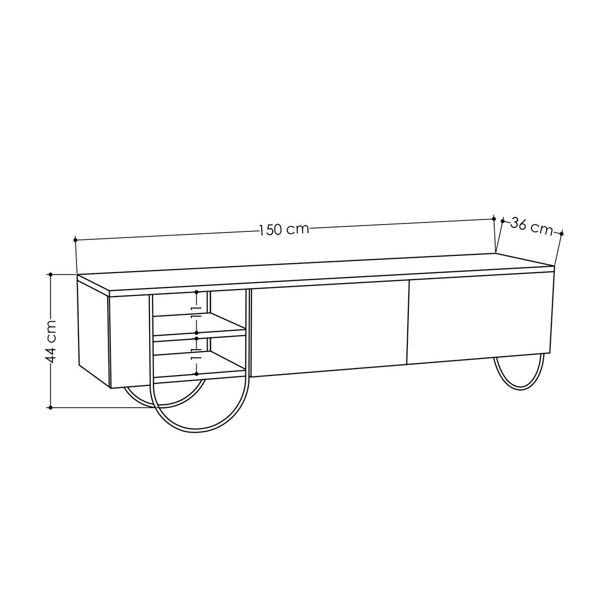 TV -Möbel Norfolk Mokka Melamine 150x44x36 cm