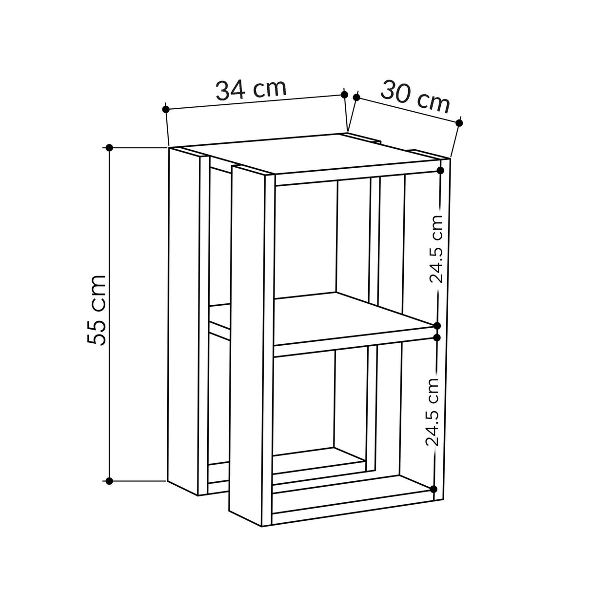 Nachttisch Lonia Weißes Melamin 30x55x30 cm