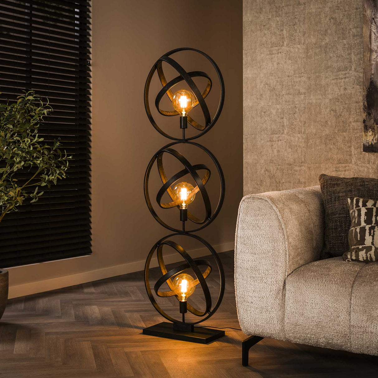 Stehlampe Galaxy 3-flammig schwarzes Metall 