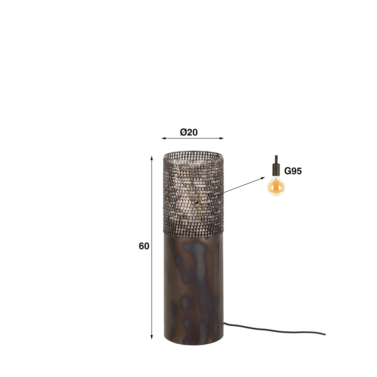 Stehlampe Zylinder Brick 60 cm schwarz braun 