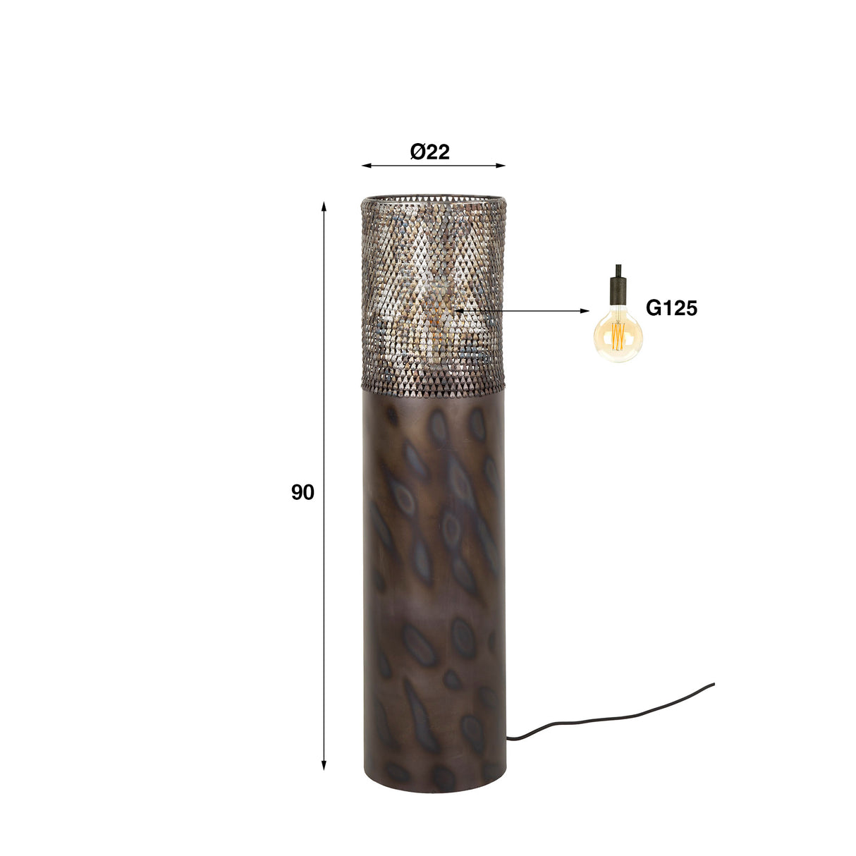 Stehlampe Zylinder Brick 90 cm schwarz braun 