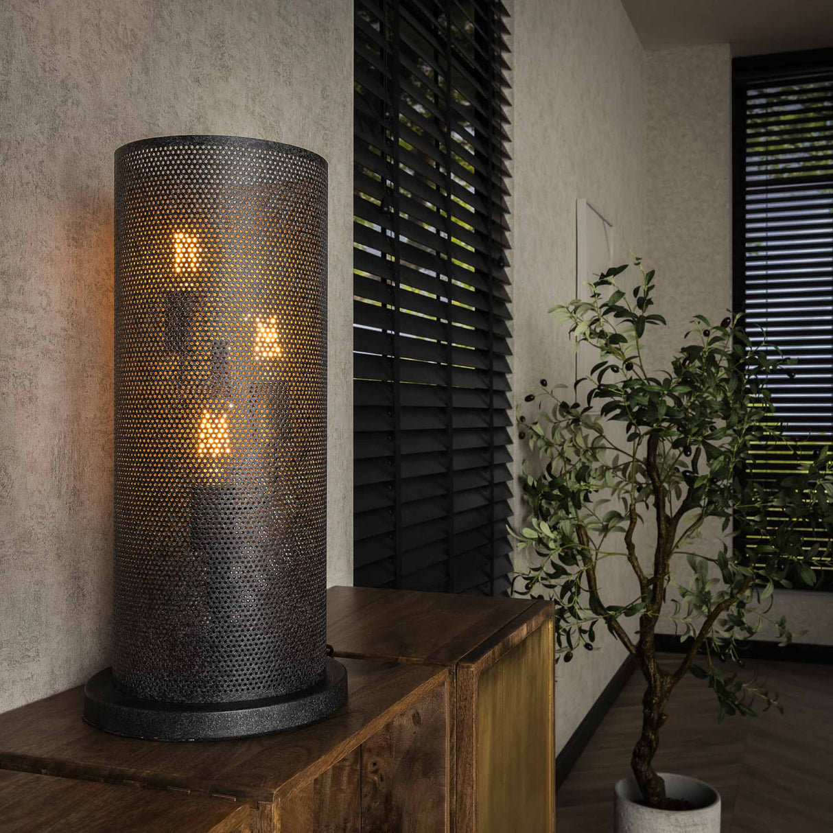 Tischlampe Knox 3-flammig Mesh schwarz 