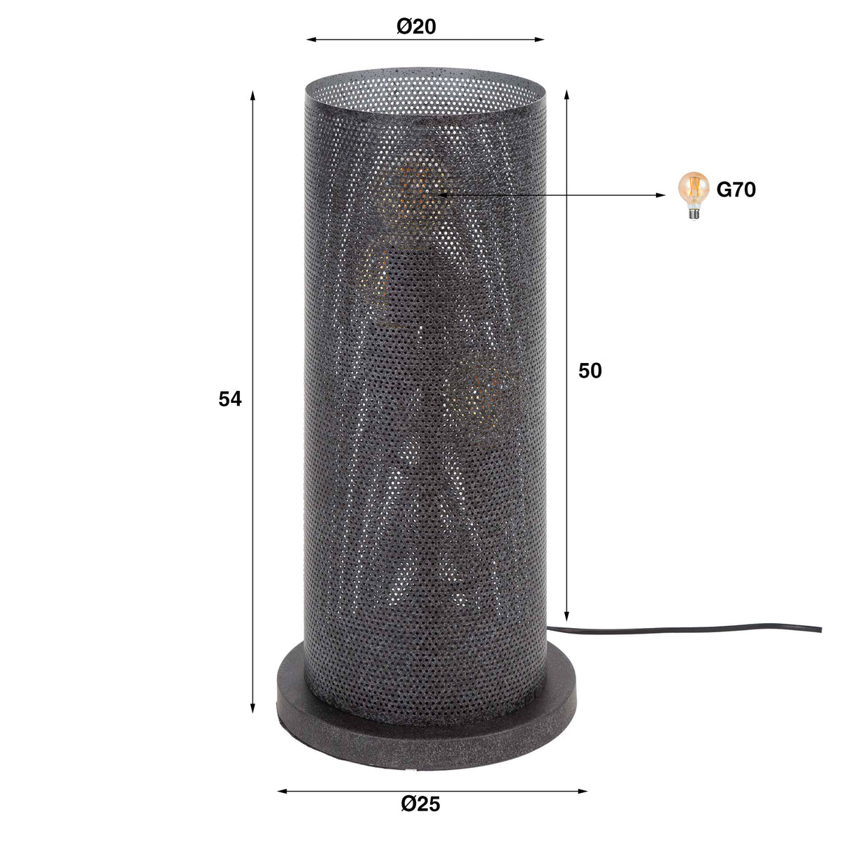 Tischlampe Knox 3-flammig Mesh schwarz 