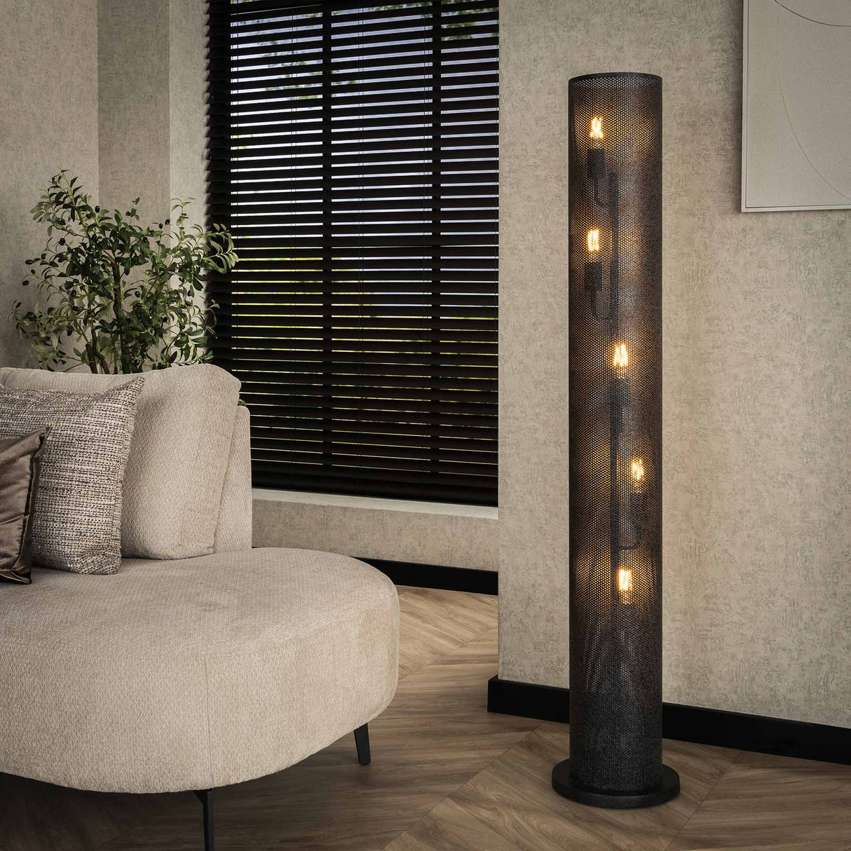 Stehlampe Knox 5-flammig Mesh schwarz 