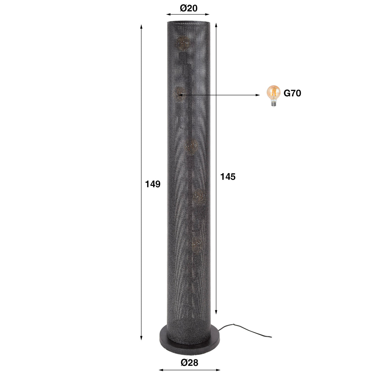 Stehlampe Knox 5-flammig Mesh schwarz 