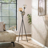 Vloerlamp Nova 3-lichts Zwart met Globes