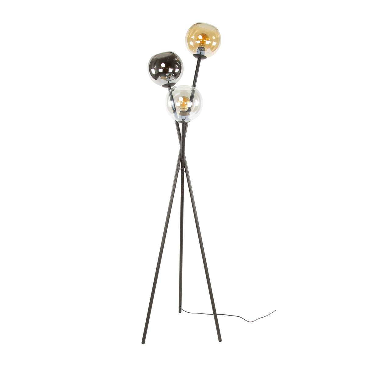 Vloerlamp Nova 3-lichts Zwart met Globes