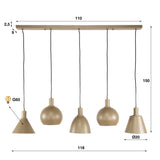 Hängelampe Nova 5-flammig - Beige - 120 cm 