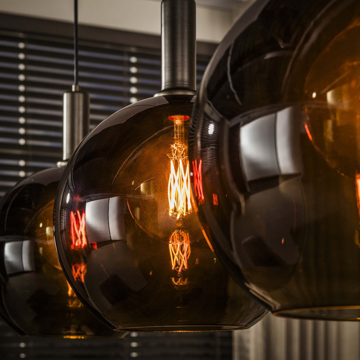 Hängelampe Nero Trio 3-flammig Schwarz Metall 115 cm 