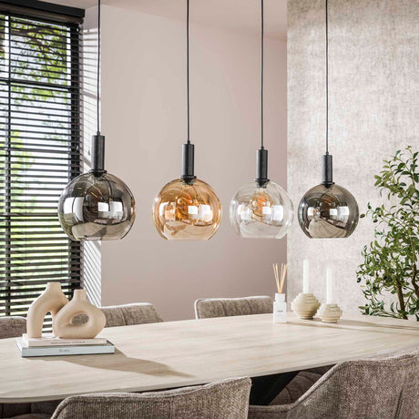 Hängelampe Valeo 4-flammig Schwarz Metall 135 cm 