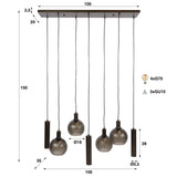 Hängelampe Orion 7-flammig – Schwarzes Metall – 110 cm 