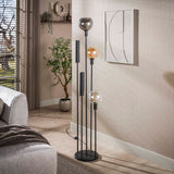 Vloerlamp 5-lichts getrapt gekleurd glas zwart metaal Valeo