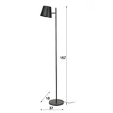 Vloerlamp Sienna DH Interior Charcoal LxBxH 61x32x25 Metaal Witfoto maatindicatie