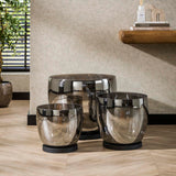 Stehlampe Dain UP L Chromfarbiges Glas 