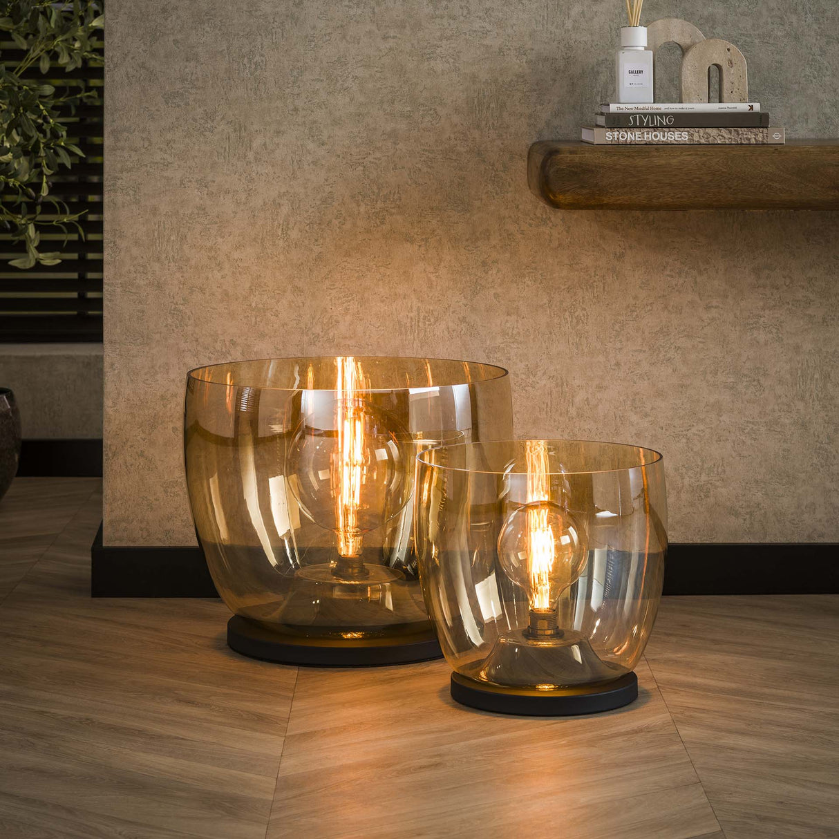 Stehlampe Dain UP XXL Bernsteinglas 