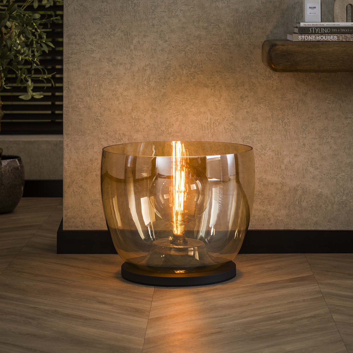 Stehlampe Dain UP XXL Bernsteinglas 