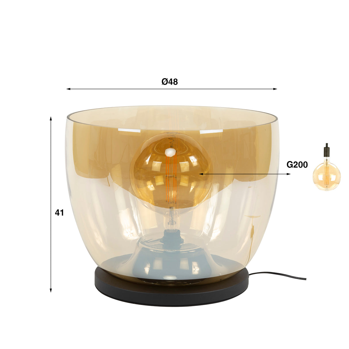 Stehlampe Dain UP XXL Bernsteinglas 